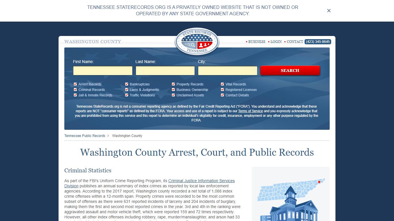 Washington County Arrest, Court, and Public Records